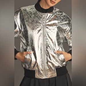 Anthropologie Avec Les Filles Metallic Bomber Jacket